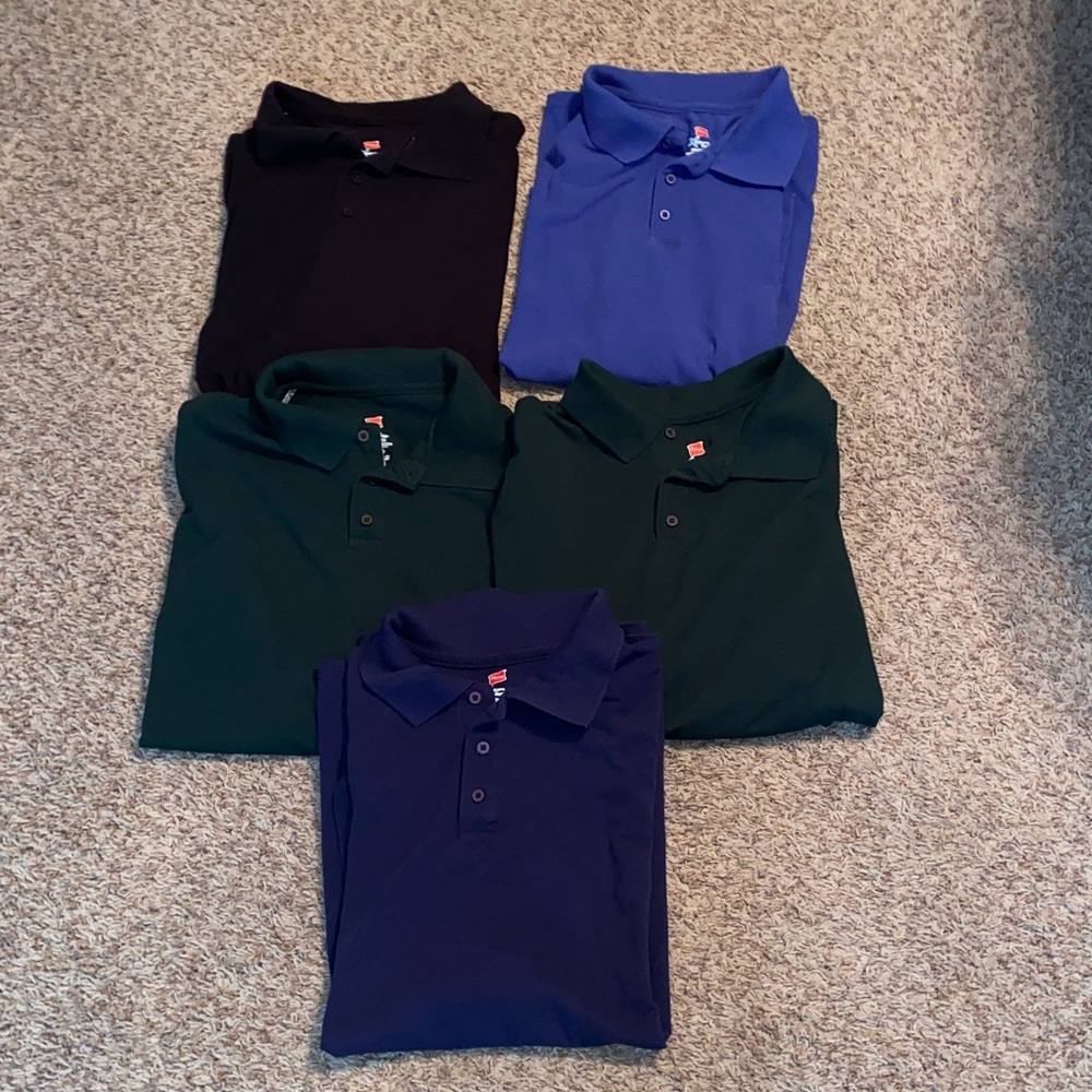 Bundle 5pc Hanes Men's Polo Shirts